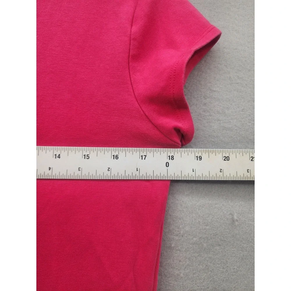 Chicos Pink V-Neck Short Sleeve T-Shirt Cotton Stretch Tee Womens‎ Size 1 Medium